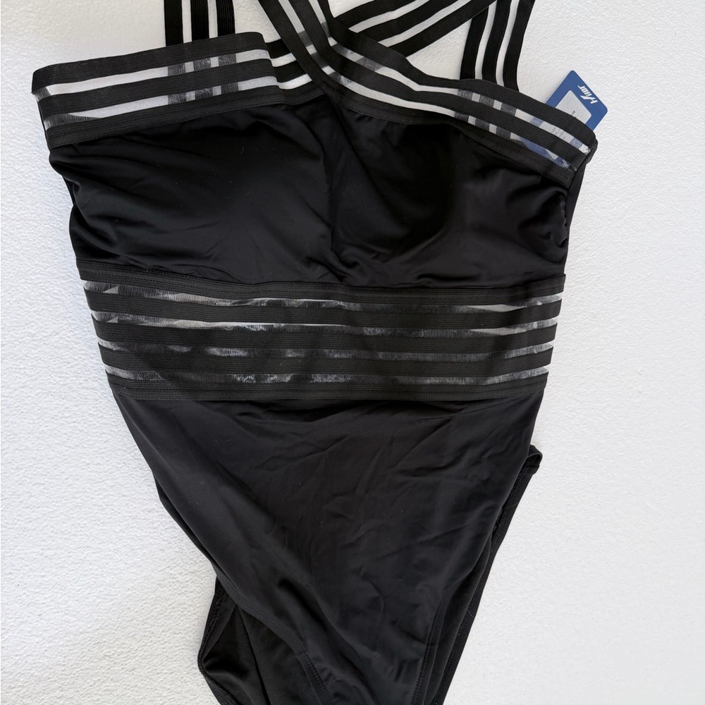Black Striped One-Piece Swimsuit